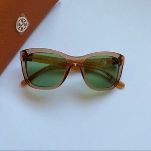 Tory Burch TY7118 Crystal Amber Solid Green w/Case